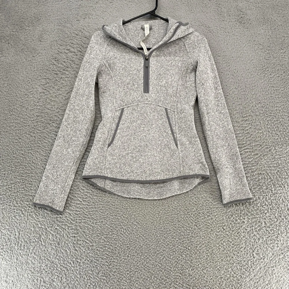 Lululemon Hoodie Womens 2 Gray Fleece & Thank You 1/4 Zip Slim Fit‎ Sweatshirt
